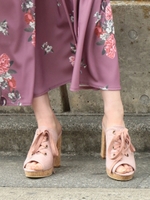 レースアップサンダル/ピンク