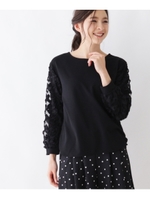 袖レース切り替えツイルプルオーバー/ブラック(019)