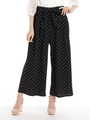 ドット柄共ベルト付ワイドパンツ/クロ