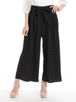ドット柄共ベルト付ワイドパンツ/クロ