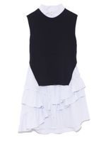 シャツインノースリニットコンビワンピース/STRIPE