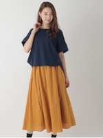 SET2点 ラウンドヘムプルオーバー+マキシスカート/ネイビー