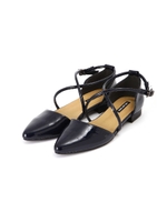 エナメルクロスフラットパンプス/ネイビーブルー(120)