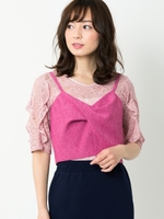 ツイードタックキャミソール/ピンク系