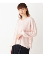 バックレース 畦編みニット/ピンク系(070)