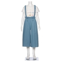 【キッズサイズ向け】サスペンダーつきロゴ刺しゅうガウチョパンツ