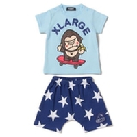 ファニーゴリラ＆スケートプリントTシャツ×スター総柄ショートパンツセット