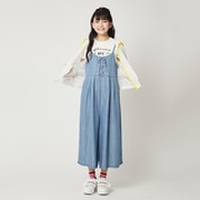 レースアップ裾スリット入りサロペット