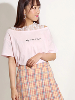WEGO/ロゴレースレイヤードオフショルTシャツ