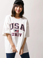 WEGO/USAロゴビッグシルエットTシャツ