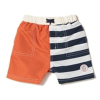 無地×ボーダー切り替えスイムパンツ