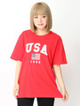 WEGO/USAロゴプリントTシャツ