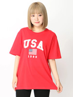 WEGO/USAロゴプリントTシャツ