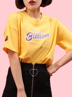 WC/袖チェリー刺繍Tシャツ