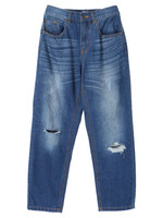 クロップドクラッシュデニムパンツ