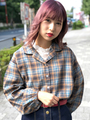 WEGO/チェックオープンカラーシャツ