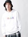 WEGO/レインボー配色ロゴプルパーカー