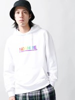 WEGO/レインボー配色ロゴプルパーカー