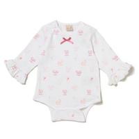 【31%OFF】リボンつきフリル袖ロンパース