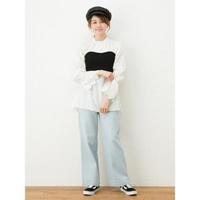 【43%OFF】【LIEN】後ろリボンニットビスチェ×コットンレースブラウスセット