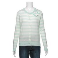 【50%OFF】【キッズサイズ向け】ミニリボンつきボーダーニットカーディガン