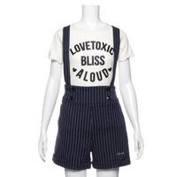【50%OFF】サスペンダーつきストライプ柄ショートパンツ