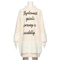 【50%OFF】フェイクファー切り替えロゴ入りワンピース