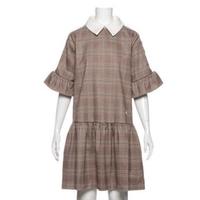 【50%OFF】衿つきグレンチェック柄ワンピース