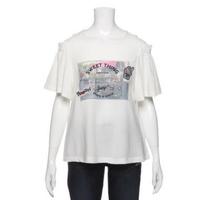 【50%OFF】肩開きグラフィックTシャツ