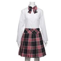 チェック柄リボンタイ×プリーツスカパンセット