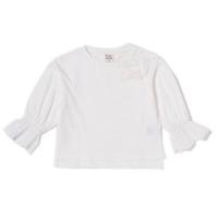 【50%OFF】リボンつき袖フリルレースコットンTシャツ