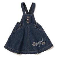 裾レースリボン刺しゅうデニムジャンスカ