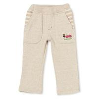 裏ボーダー起毛電車刺しゅうストレートパンツ