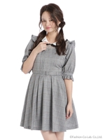 2枚衿ワンピース/ワイン