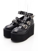 3ベルト厚底シューズ/ブラック