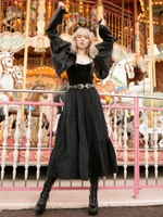 BIGレザーテイストジャケット/BLK