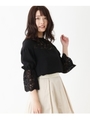 Double face 起毛レースジョーゼットシャツ/ブラック(019)