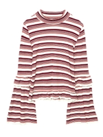 HIGH NECK RUFFLE TOP/レッド