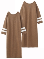 LINE SLEEVE DRESS/ブラウン