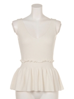 MIX Pattern Knit ペプラムTOP/WHT