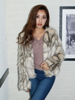 MIXファーショートジャケット/ブラック