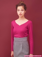 PJ/デコルタンハートネックニット/ローズピンク