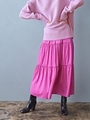 SMF PEサテンティアード マキシスカート/PINK