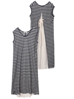 STRIPED BACK RIBBON DRESS/ネイビー