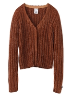V NECK CHENILLE CARDIGAN/ブラウン