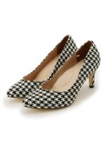 Vカットフェイクスウェードパンプス/ブラック×ホワイト(119)