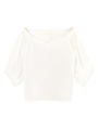 Vネックオフショルダートップス/ホワイト