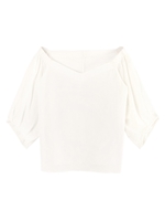Vネックオフショルダートップス/ホワイト