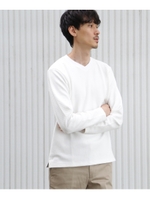 Vネックカットソー[ メンズ トップス カットソー ロングTシャツ ロンT Vネック ベーシック ]/ホワイト(001)