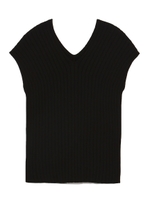 Vネックリブプルオーバー/BLK